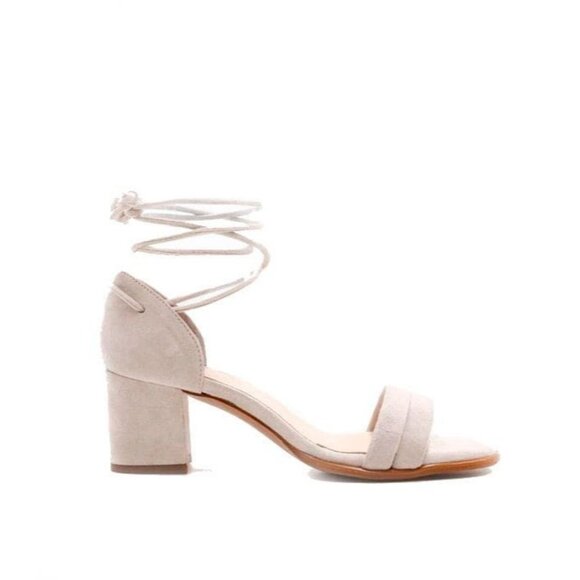 Alohas Dakota Sandals Womens 39 US 8 Block Heel Ankle Tie Color "Ice" Off White - Picture 10 of 10